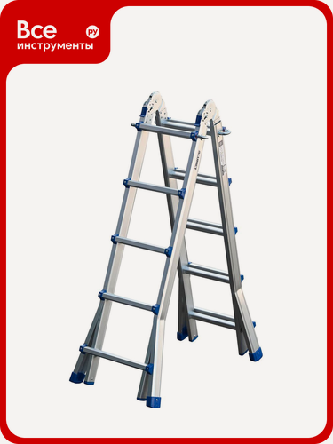 Изображение товара Алюминиевая шарнирная телескопическая Лестница Алюмет 4x5 ступеней. Серии TT45