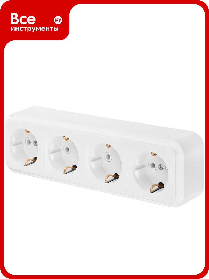 Розетка Bylectrica 4-местная ОУ с заз. конт серия пралеска белый РА16-266