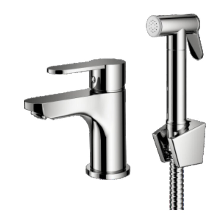 Смеситель для раковины с гигиеническим душем Prohanss P64.12 хром