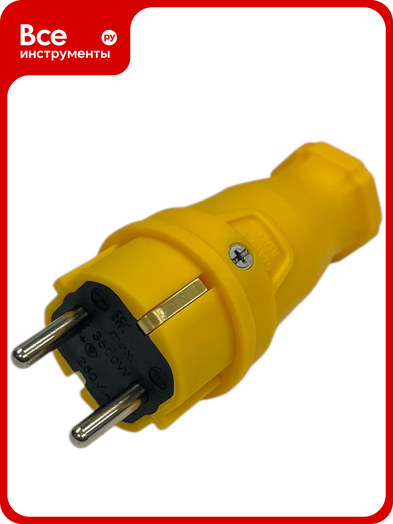 Вилка каучуковая iTOK серии iCONNECT 16А IP44 (модель ВК) цвет желтый i-KI-KV-ICONNECT-1PEN-IP44-YELLOW