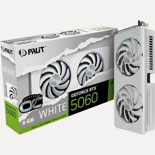 Изображение товара Видеокарта Palit RTX5060 WHITE OC 8GB GDDR7 128bit 3xDP HDMI 2FAN RTL