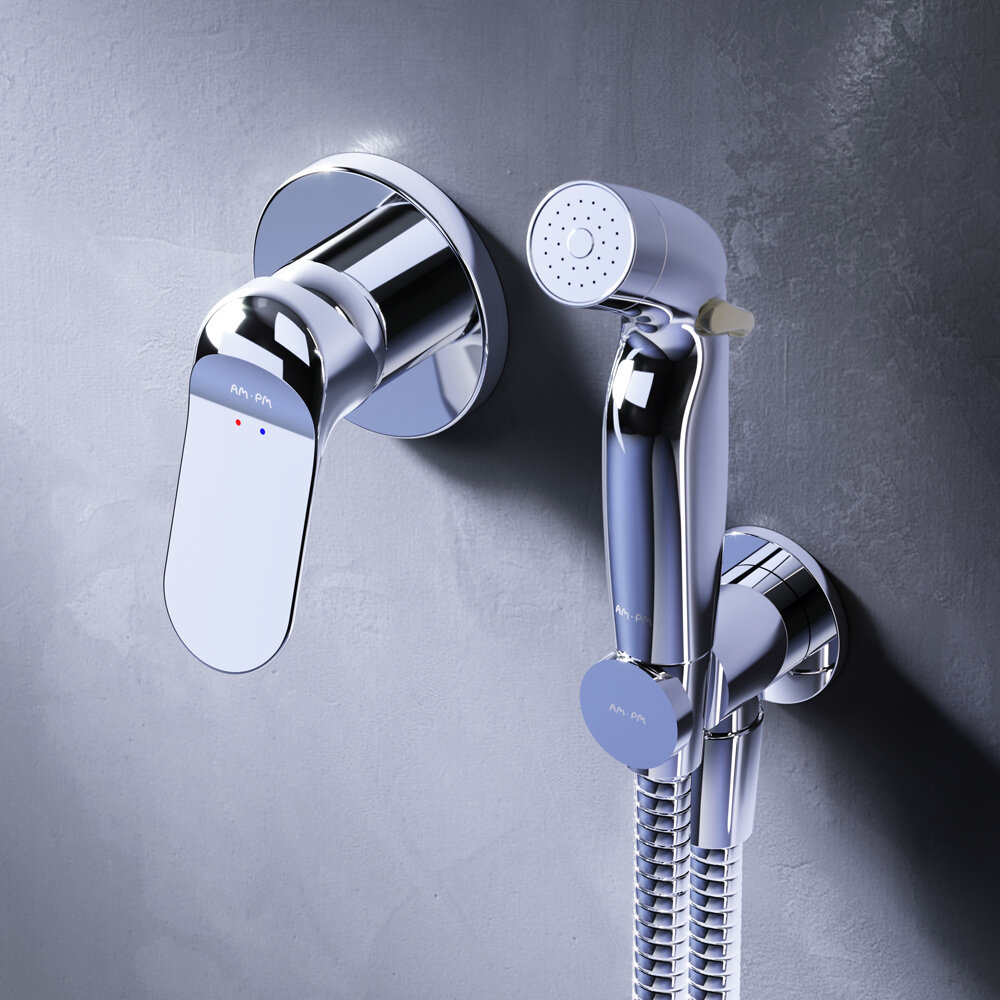 Гигиенический душ со смесителем AM.PM Sunny цвет хром встраиваемый