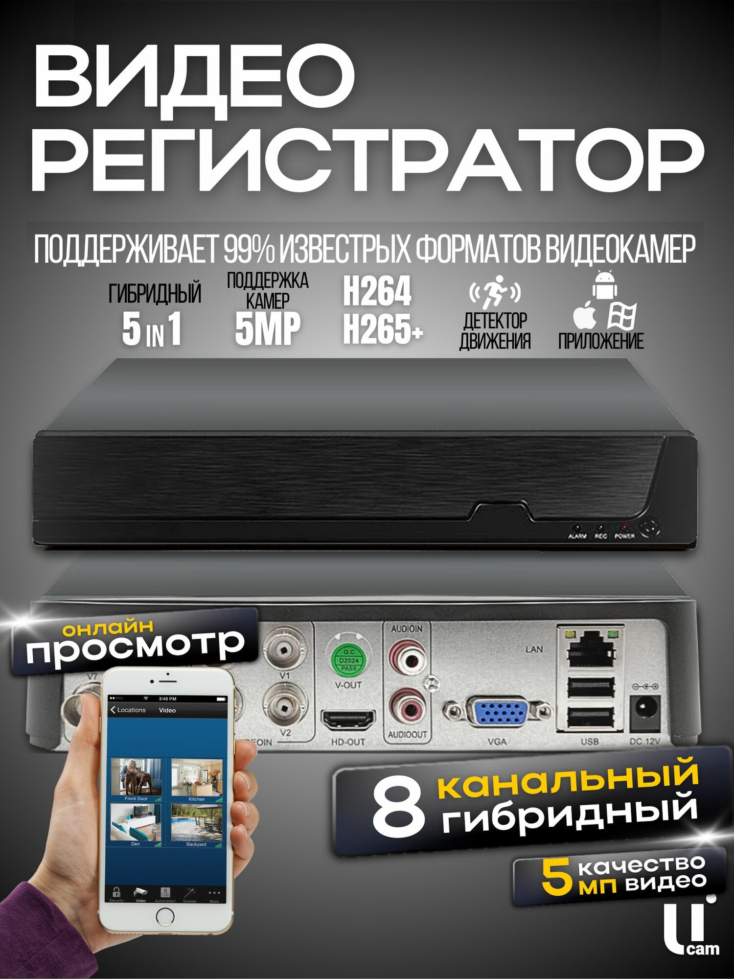 Ucam Видеорегистратор гибридный 8 каналов