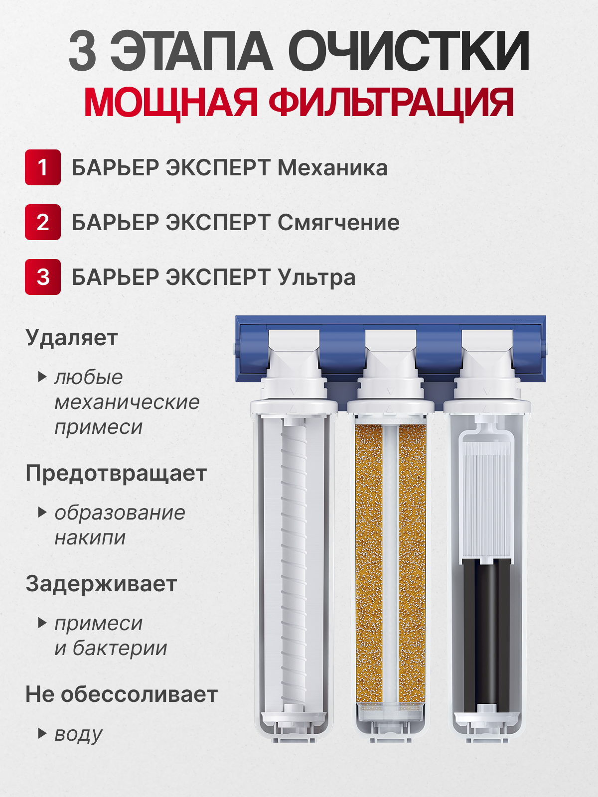 Фильтр под мойку Барьер эксперт Смягчение БИО, против хлора, механических примесей и тяжелых металлов — фото 1