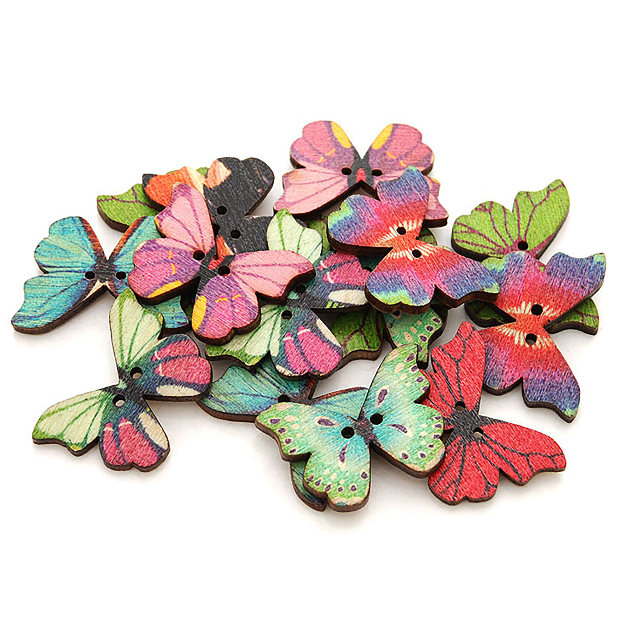 Белоснежка 872-DB Пуговицы декоративные Бабочки 20 шт. 2.8 см. цветные / Для оформления открыток