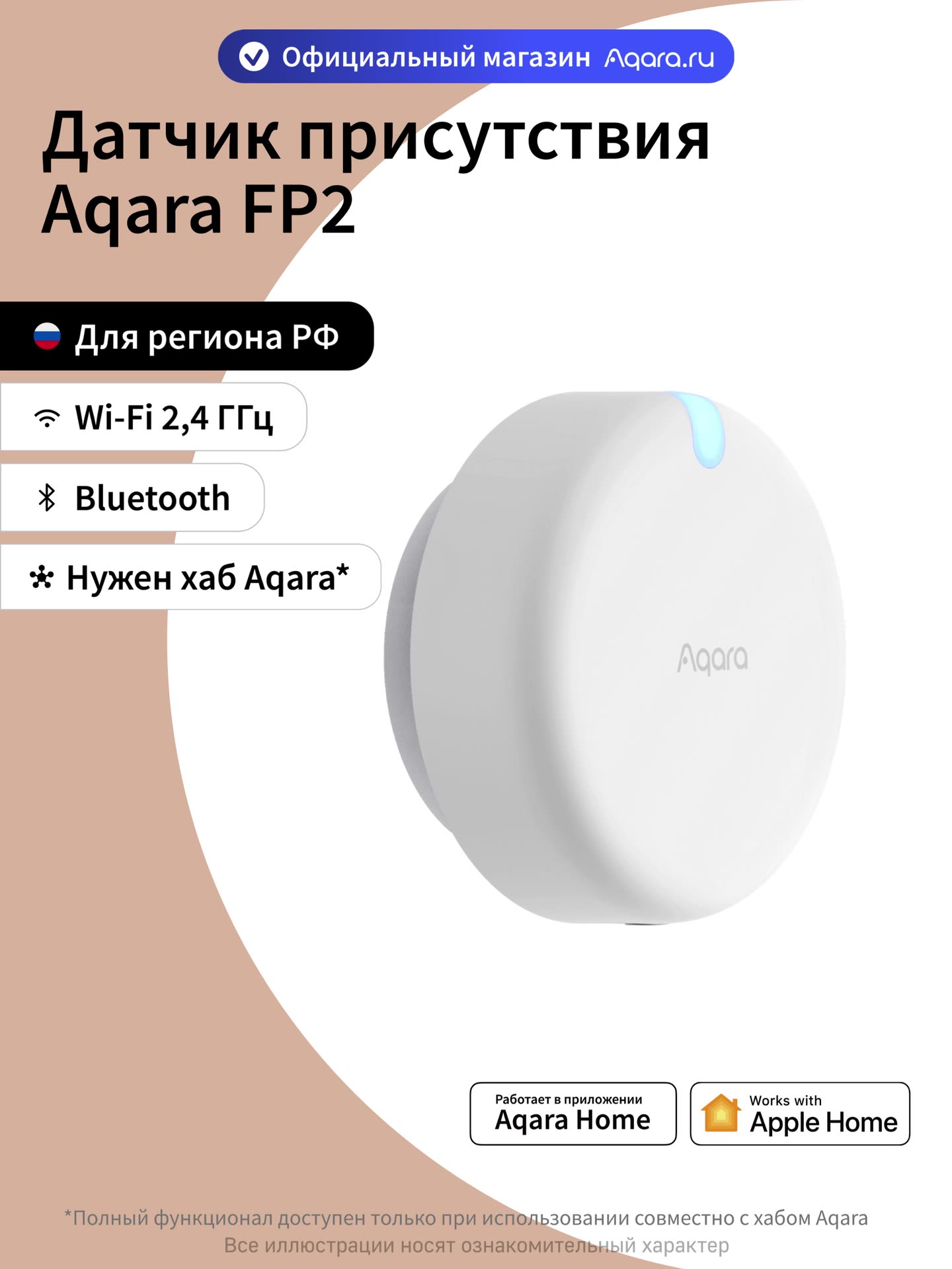Умный датчик присутствия Aqara FP2 PS-S02RU, определяет присутствие людей — фото 1