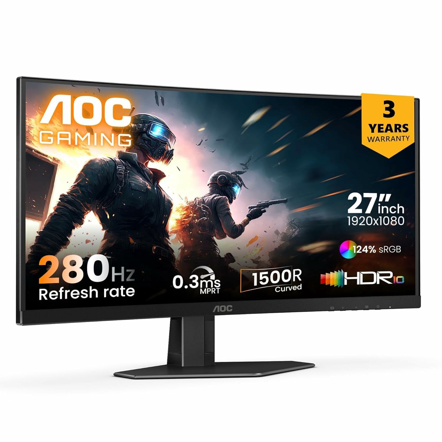 Игровой монитор AOC C27G4Z, VA матрица, 300 Hz, 1920 x 1080, 27", изогнутый, чёрный