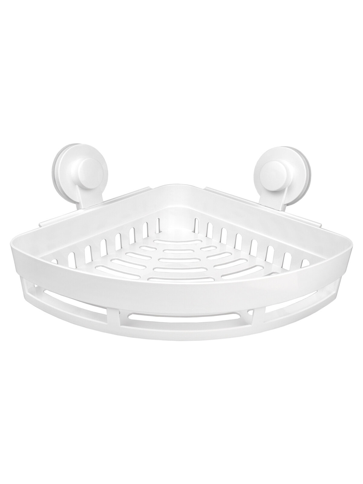 Полка 1-ярусная угловая на присосках навес easy пластик белый