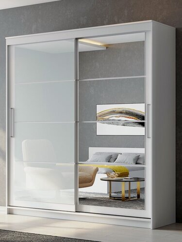 Изображение товара Шкаф – купе «Лорд», с зеркалом, 2 ящика, 1601×600×2200 мм, цвет белый