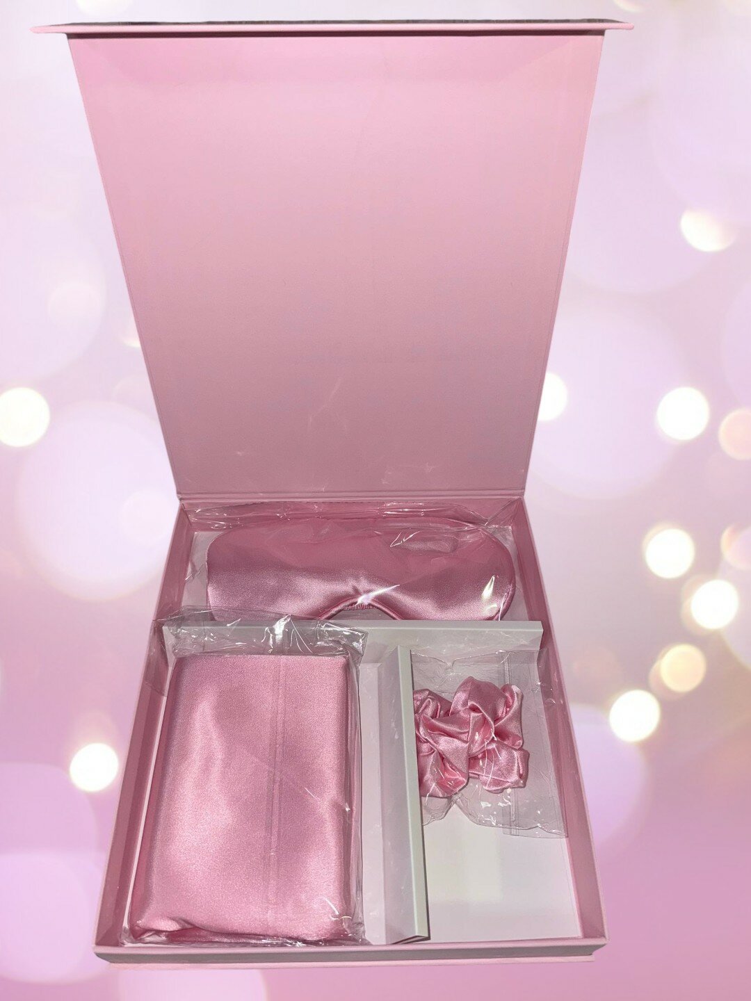 Наволочка шелковая, подарочный комплект из 3 предметов маска для на резинка