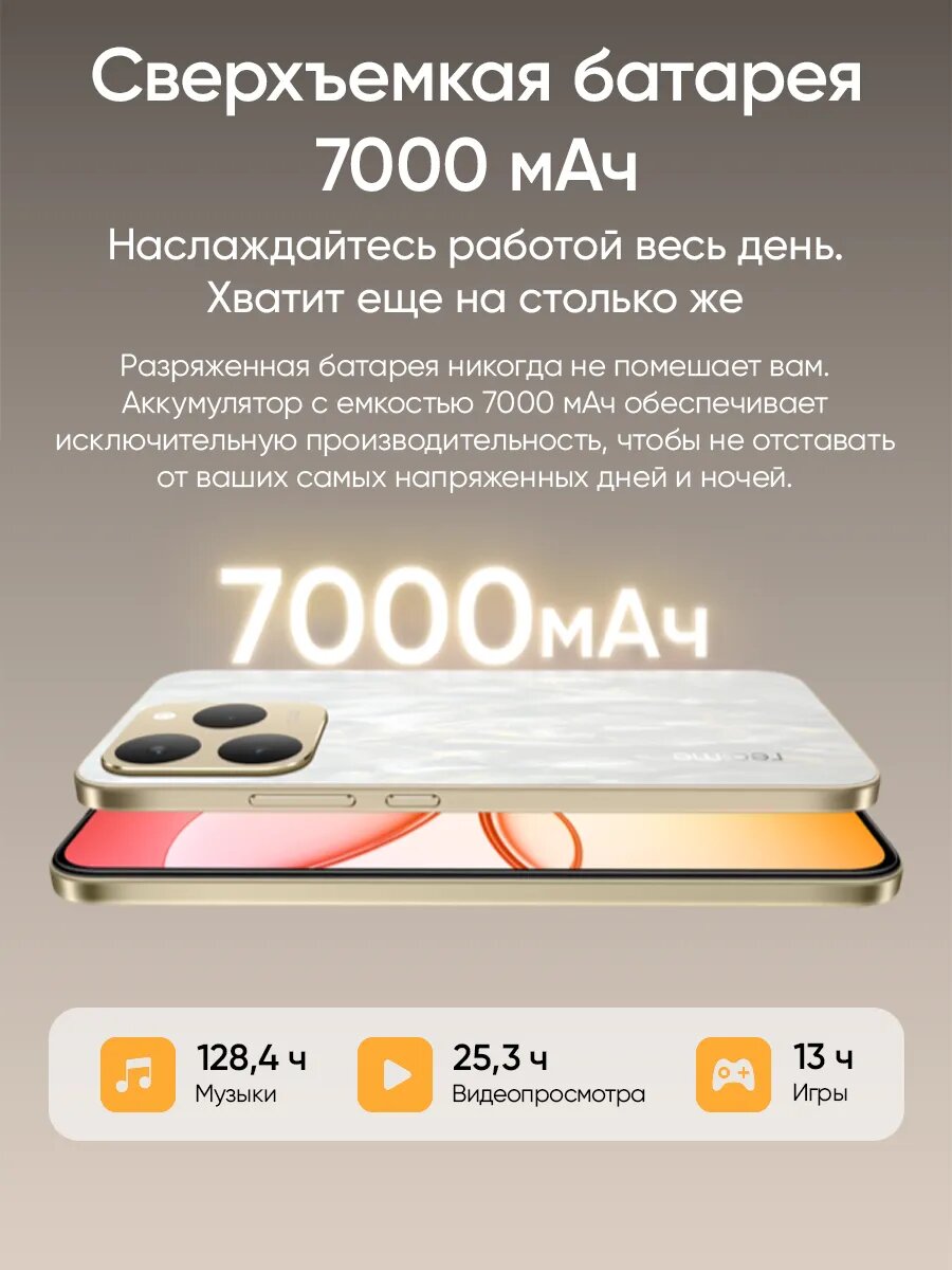 Смартфон Realme 15T 8/128ГБ яркий AMOLED 120 Гц, мощная батарея 7000 мА·ч и быстрая зарядка 80 Вт
