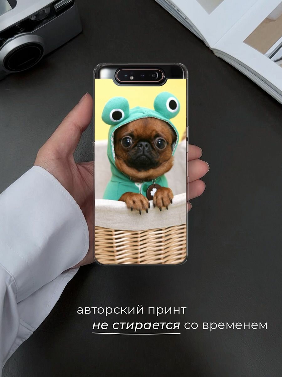 Чехол на Samsung Galaxy A80 / Самсунг Гэлакси A80 с принтом "Собачка в шапке лягушки" — фото 1