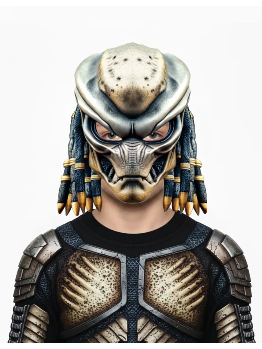 Карнавальная маска Хищник, серый