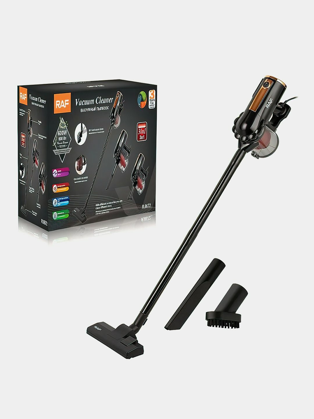 Вертикальный ручной пылесос RAF R.8672, с контейнером, 3 в 1, 600 Вт — фото 1