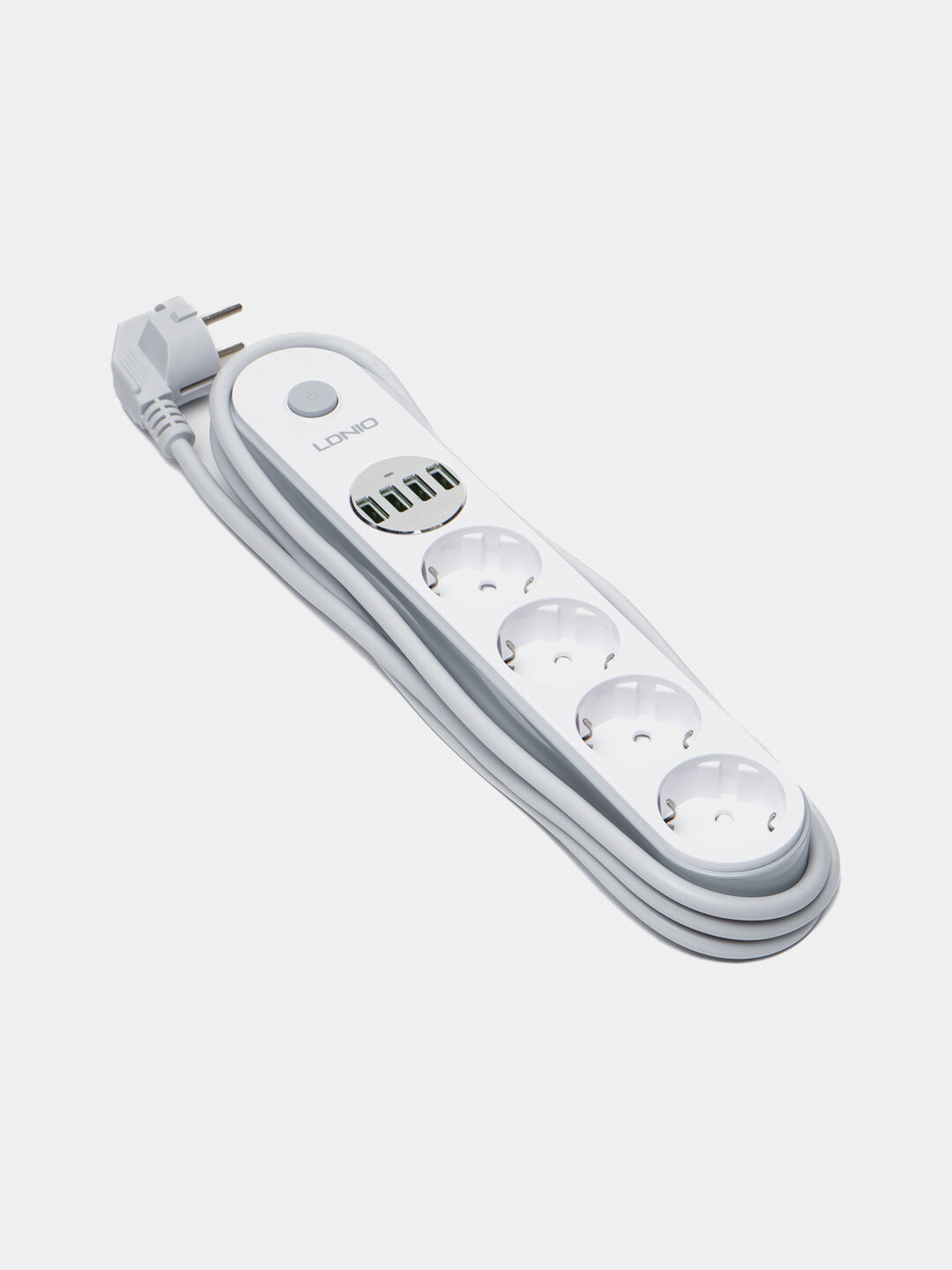 Сетевой фильтр LDNIO SE4432, 4 USB-порта, 4 евро-розетки, 2м, 2500Вт — фото 1