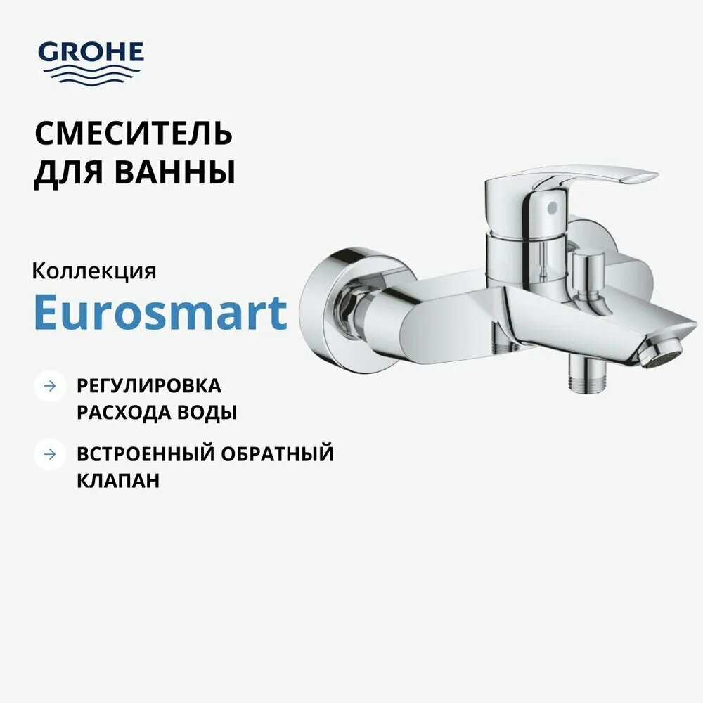 Смеситель GROHE Eurosmart однорычажный для ванны (33300003)