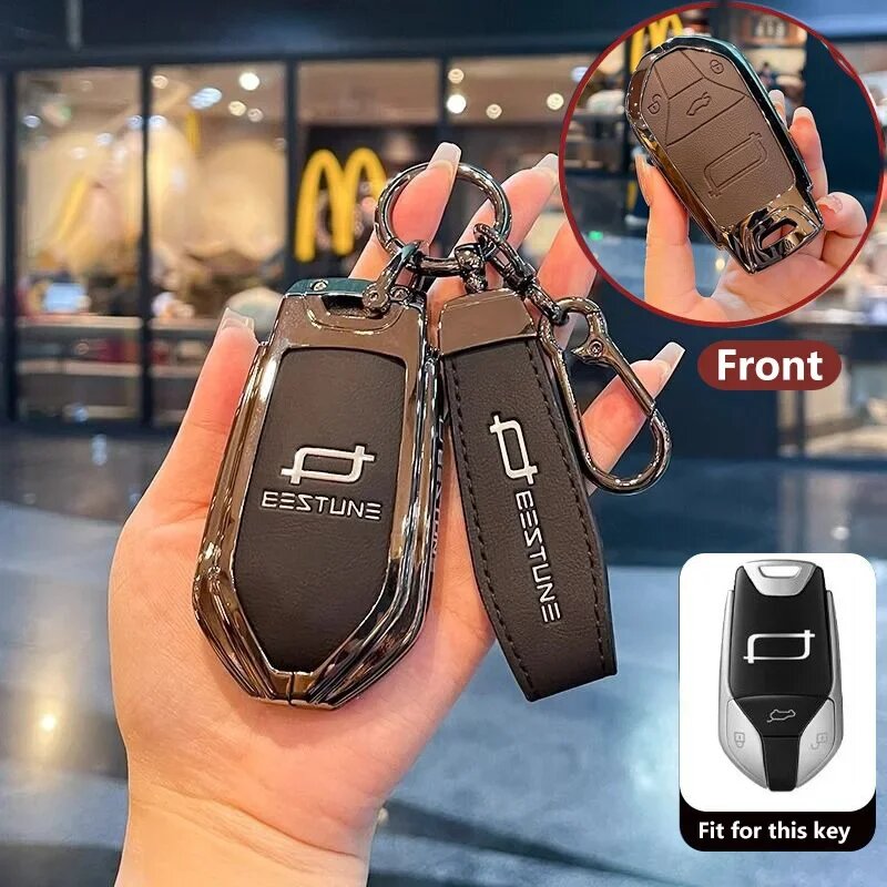 Чехол для автомобильного ключа из цинкового сплава для Bestune T90 автомобильный Стайлинг брелок для дистанционного украшения чехол держатель корпуса брелок сумка аксессуары Style 2-Black