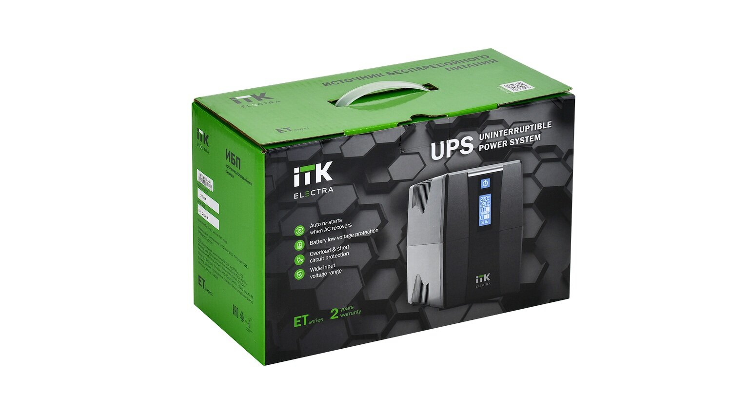 ITK ELECTRA ET ИБП 800ВА/480Вт с АКБ 1х9AH USB Schuko — фото 1