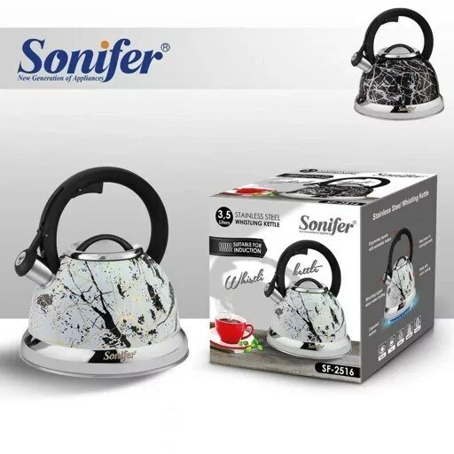 Чайник SONIFER , металлический, SF-2516, со свистком для всех видов плит, 3,5 л