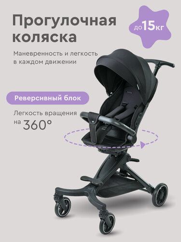 Изображение товара Детская прогулочная коляска с перекидной ручкой BABYROX GO, цвет: черный