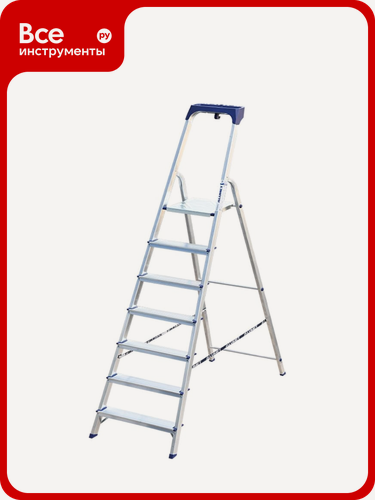 Изображение товара Стремянка алюминиевая Алюмет с пластиковым органайзером 7 ступеней AM707AK011