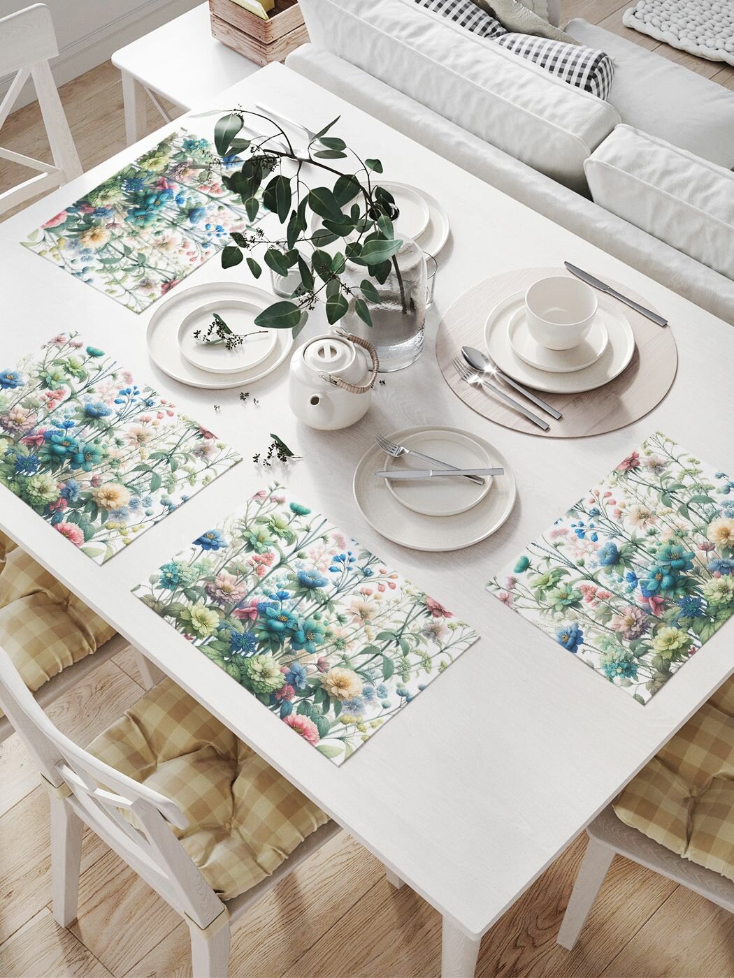 Салфетки на стол сервировочные прямоугольные "Полевые цветы", 32x46, JoyArty