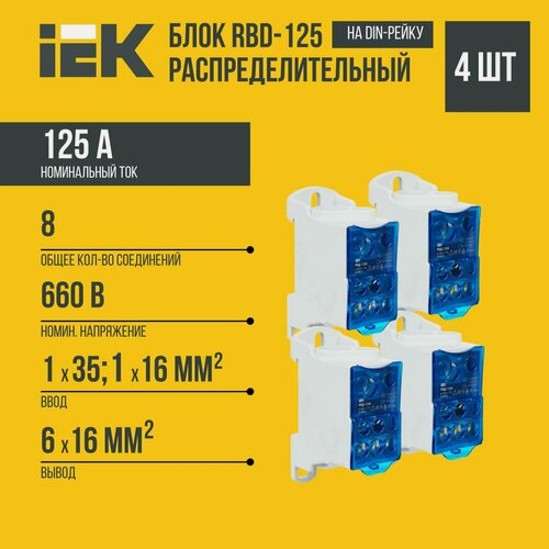 Изображение товара (4 шт)Распределительный модуль IEK для системы шин RBD-125