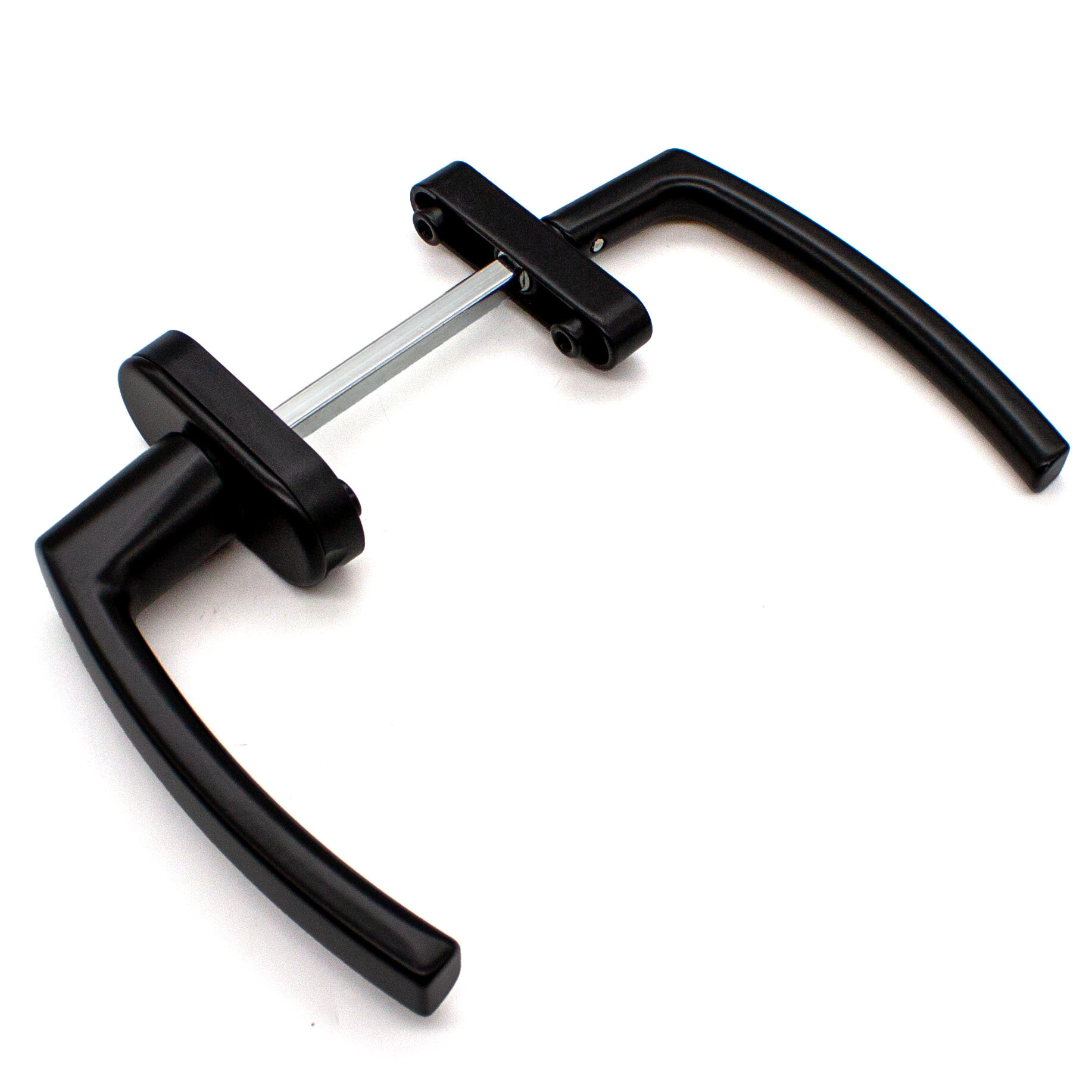 Гарнитур балконный Forwin BHS 1 (двухсторонняя ручка на балкон) асимметричный, Черный RAL 9005