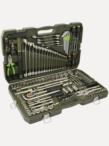 Изображение товара Набор головок 1/4", 3/8", 1/2" с инструментом, 147 предметов, 620847, кейс, Дело Техники.