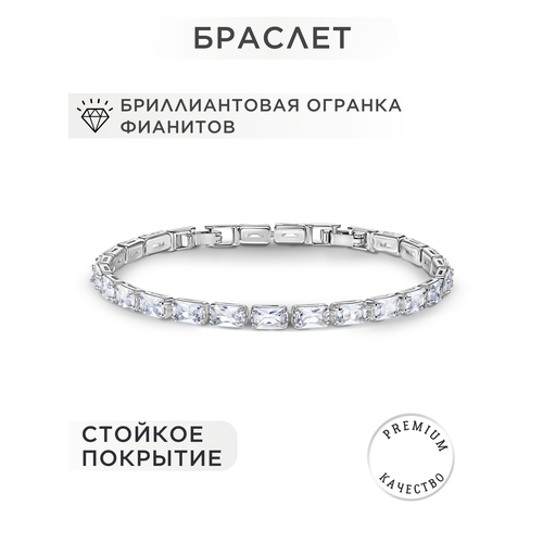 фото Теннисный браслет noima, кристалл, фианит, 1 шт., размер 17 см, серебристый