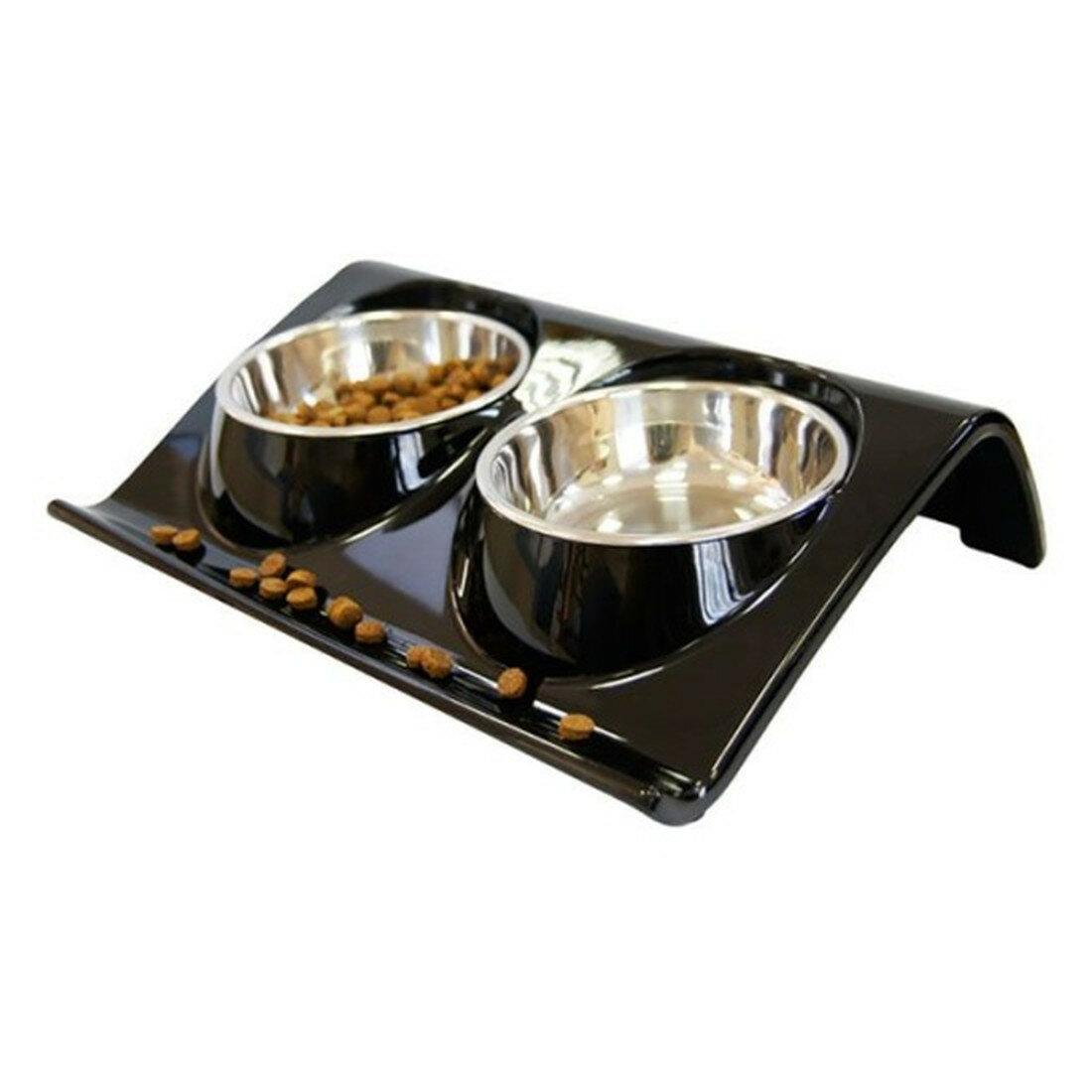 Миска для животных Superdesign двойная на меламиновой подставке Z формы 2х160 мл черная