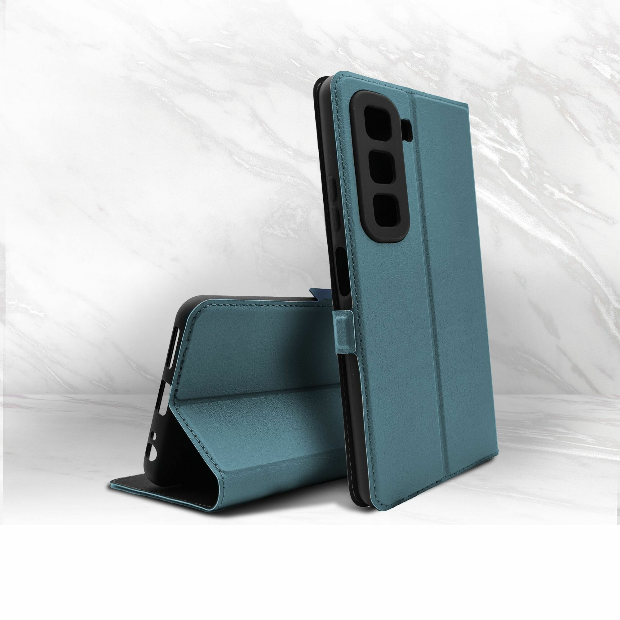 Чехол на Infinix HOT 50 4G (Инфиникс Хот 50 4 г) зеленый опал книжка эко-кожа с функцией подставки отделением для пластиковых карт и магнитами Book case, Brozo — фото 1