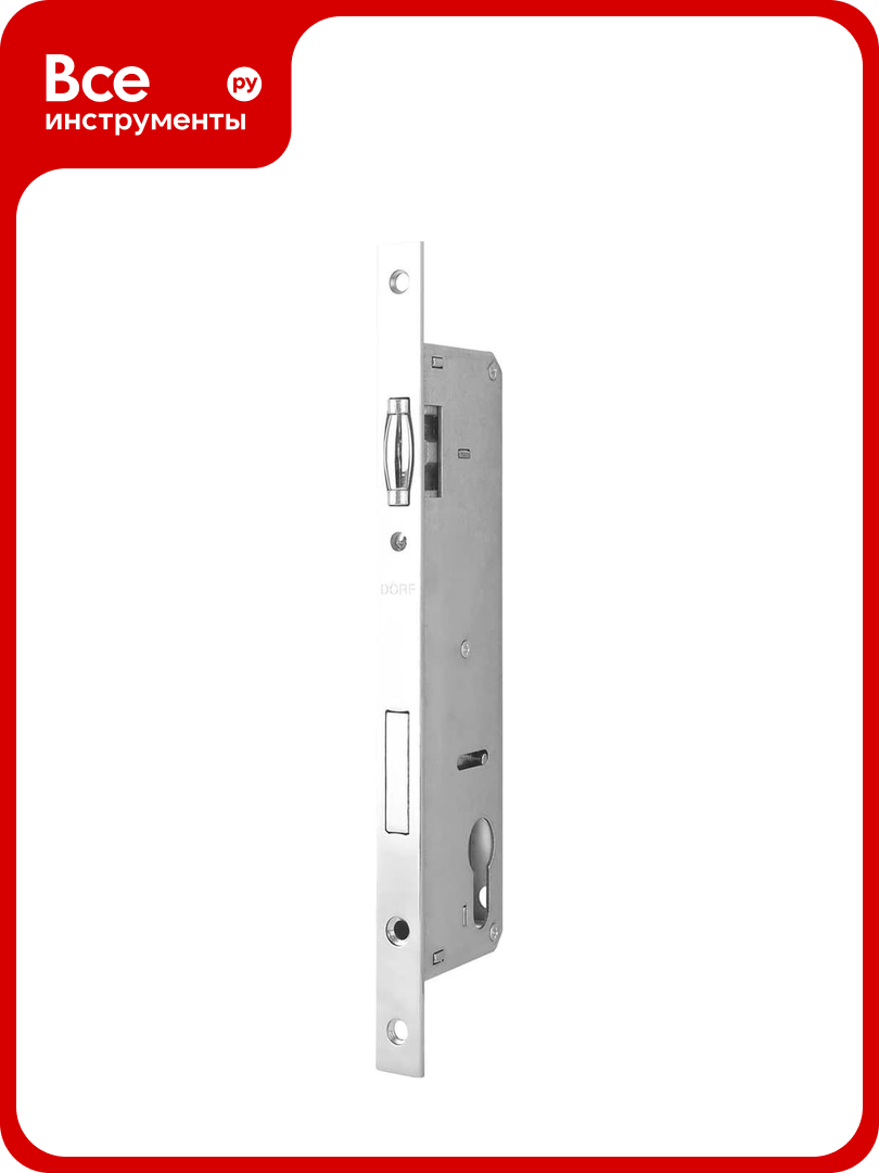 Дверной врезной замок DORF Dörf алюминий м/о 85 мм планка 23 мм д/м 25 мм DORF_85_23_25R
