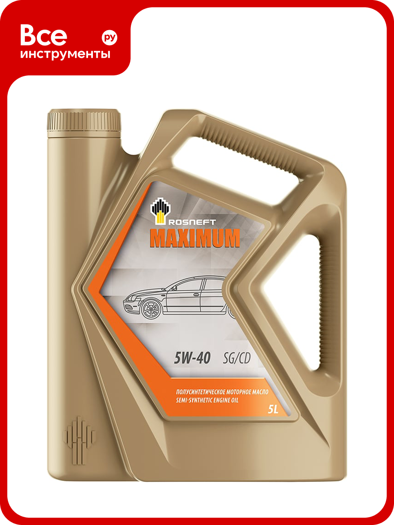 Моторное полусинтетическое масло Роснефть Maximum 5W-40 API SG/CD, канистра 5л 40816750
