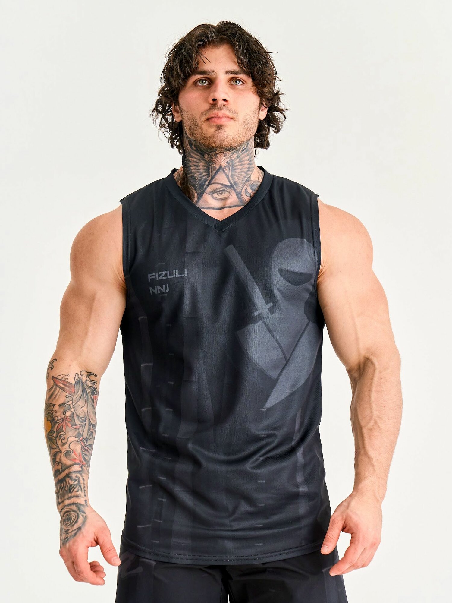 Майка спортивная FIZULI V-NECK, 1 шт., размер 3XL, черный