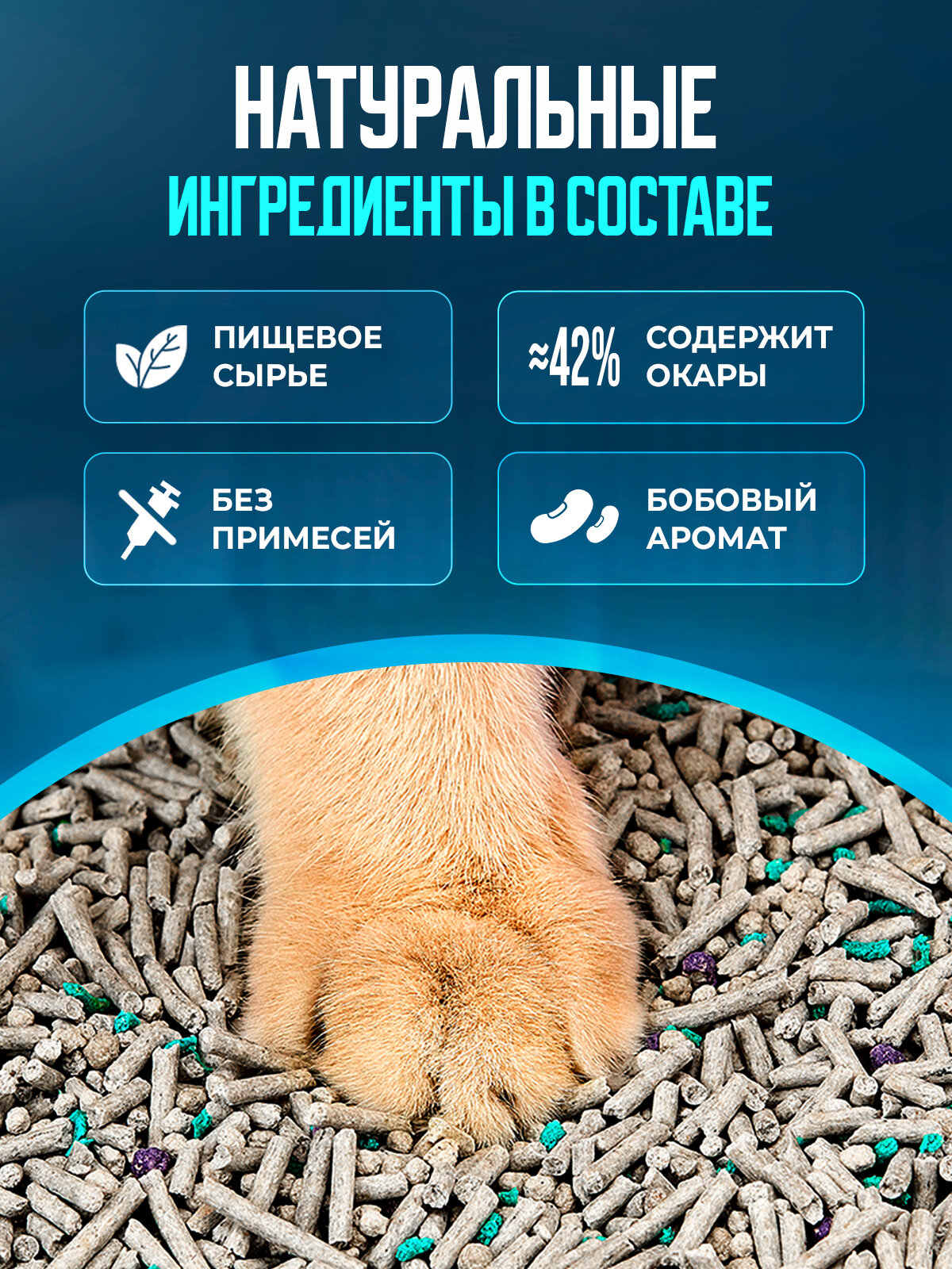 Наполнитель для кошачьего туалета комкующийся тофу для лотка 28 л. (4 упаковки) Petkit — фото 1