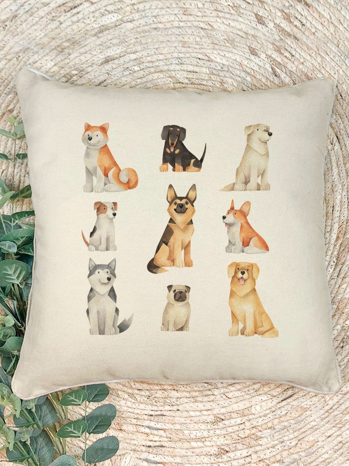 Наволочка для декоративной подушки Gerasim "Друзья собачки", 41х41 см, эко-ткань хлопок/полиэфир