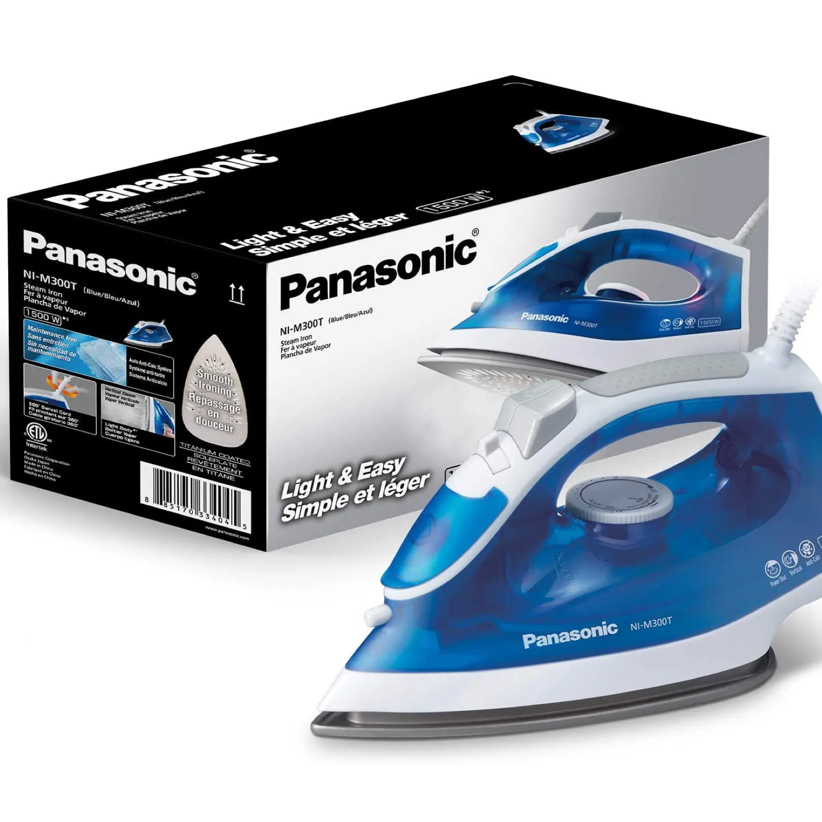 Утюг Panasonic NI-M300T, противокапельная защита, мощность 1800Вт