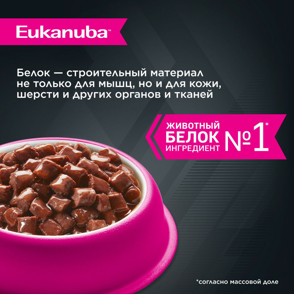 Eukanuba Adult Dog консервированный корм для взрослых собак всех пород старше 1 года с ягненком в соусе, в паучах - 100 г х 24 шт — фото 1