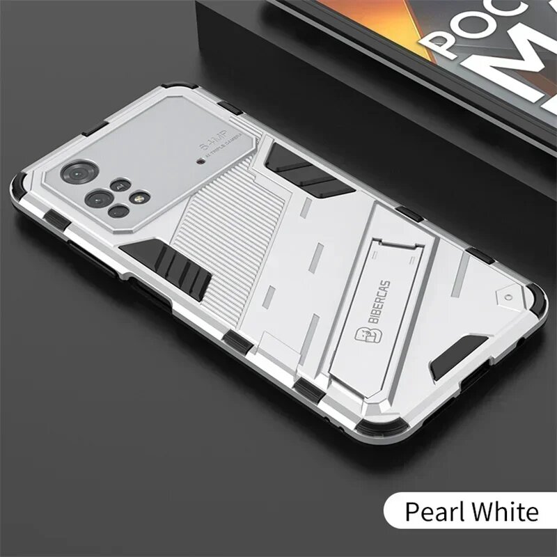 Чехол для Xiaomi Poco M4 Pro 4G F7 X7 M7 F6 X6 M5 M6 F5 F4 F3 X5 5G X4 X3 Redmi Note 13 противоударный чехол с магнитной подставкой для телефона Silver POCO F6