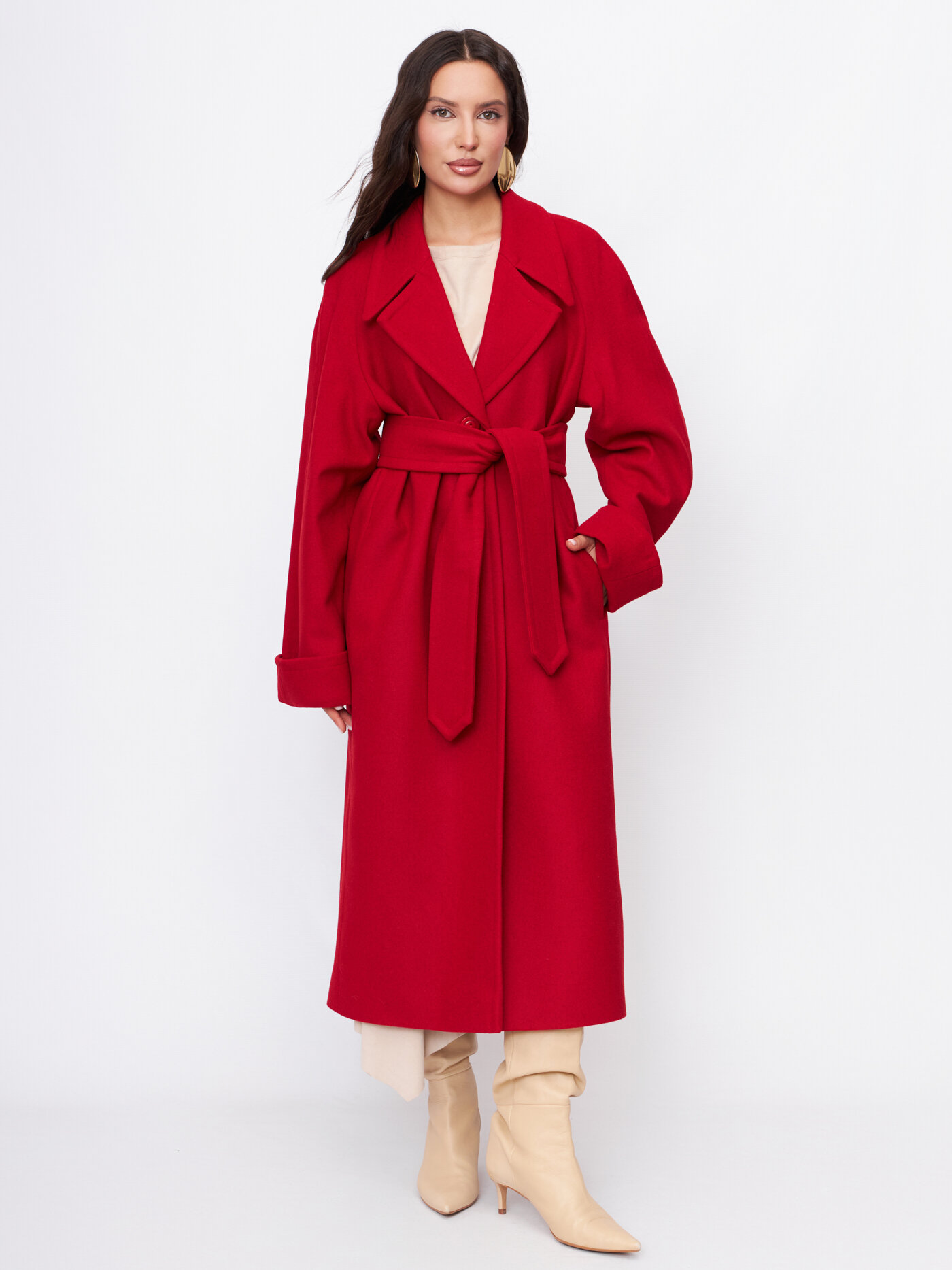 Пальто Модный Дом Виктории Тишиной Осень, размер L, красный