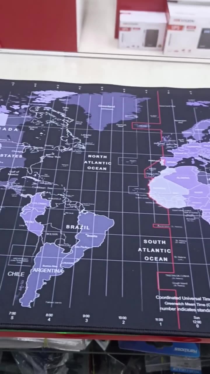 Коврик для мыши Карта мира, 90×40 см, прошитые края, нескользящее основание, ткань/резина — фото 1