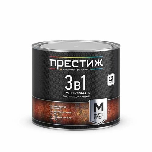 фото Грунт-эмаль престиж "мастер", по ржавчине, быстросохнущая, смоляная, коричневая, 1,9 кг