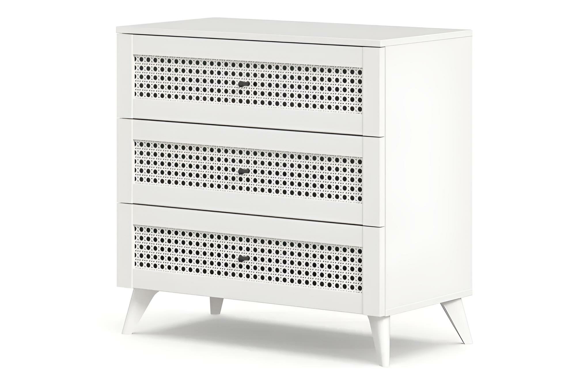 Комод для одежды Квебек с 3 ящиками, 80х41.8х78 см, Белый матовый