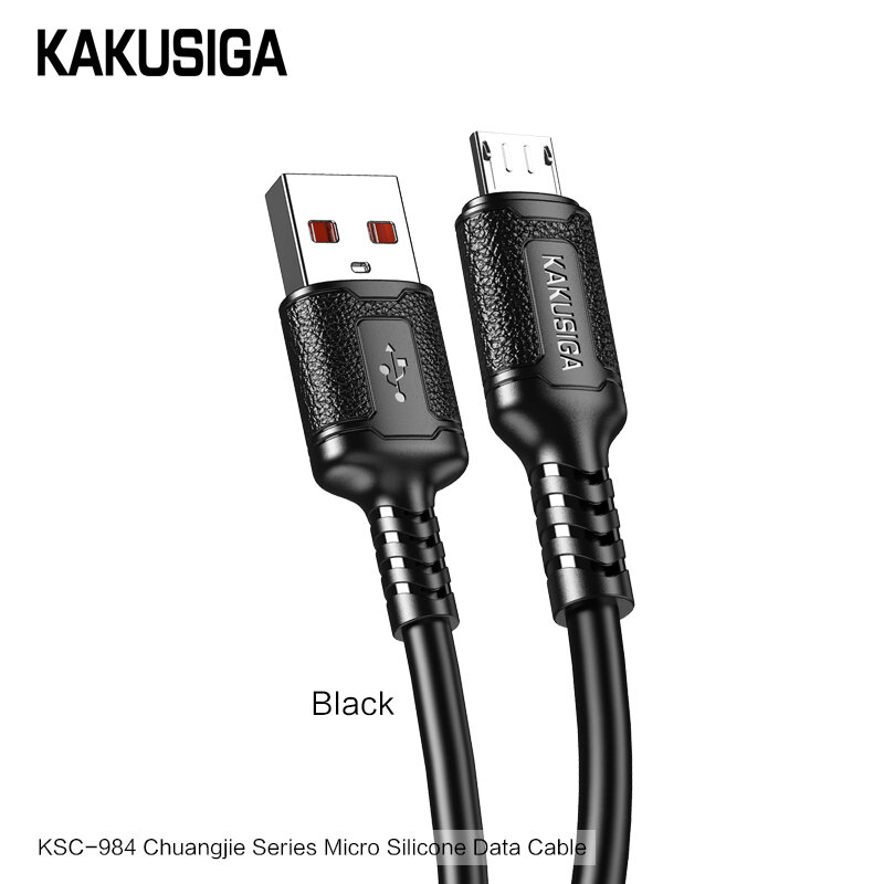 Кабель USB KAKUSIGA KSC-984 Micro USB (V8), 1м, черный, для быстрой зарядки и передачи данных