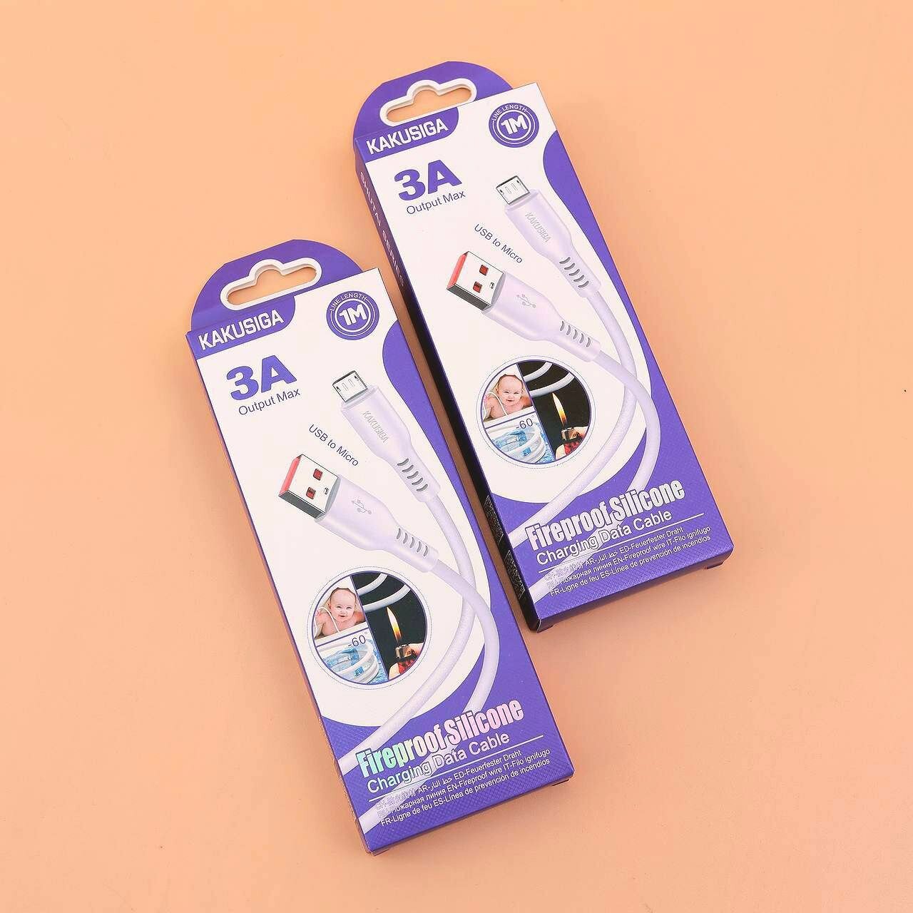 Кабель USB KAKUSIGA KSC-973, Micro USB, белый, для зарядки и передачи данных