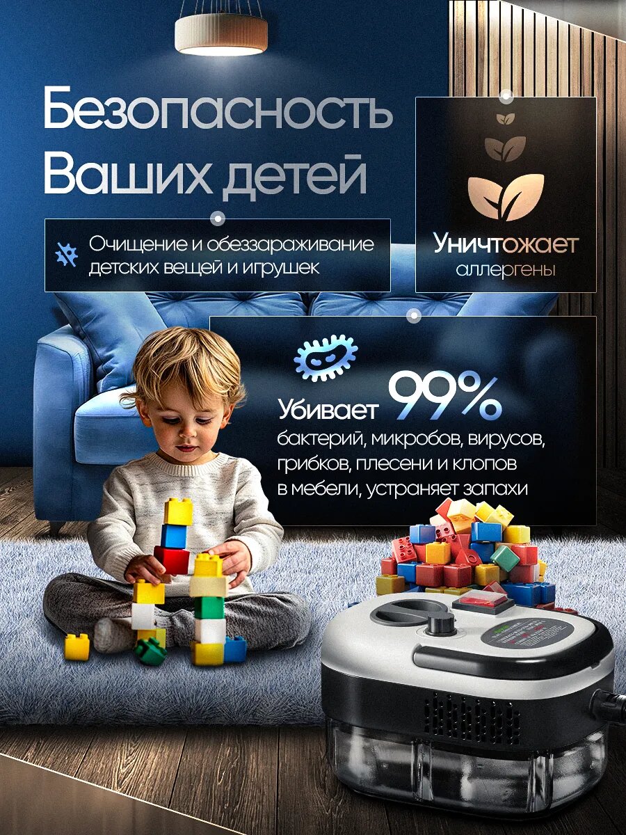 Пароочистители Xiaomi Пароочиститель для уборки дома высокого давления мощный 7 насадок