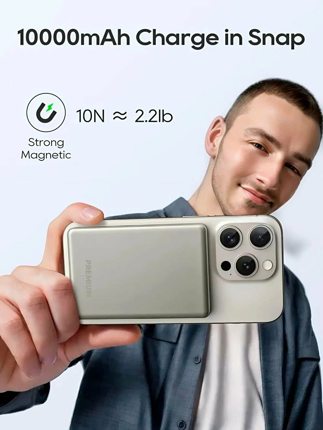 Внешний аккумулятор Power Bank MagSafe, 5000 и 10000 мА/ч, Золотой, 10000