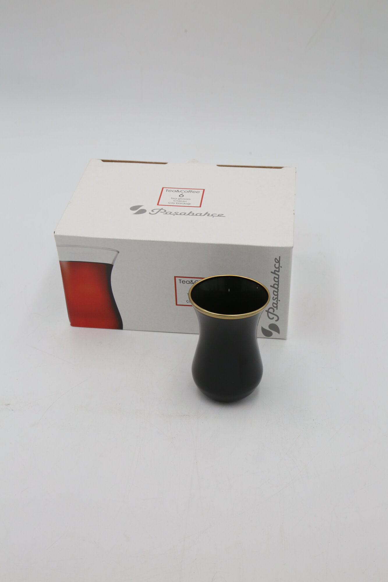 Стаканы с отводкой имитация золота GIDGLASS "чёрный оникс" ZOp62511/06 160мл 6шт 6х8