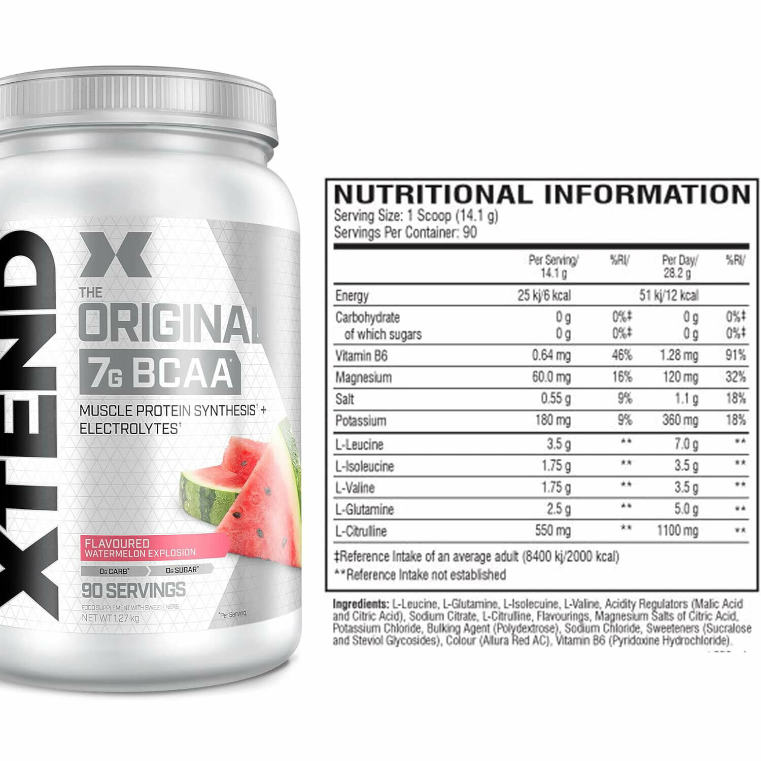 XTEND Original BCAA 2:1:1 Арбуз, 90 порций, аминокислоты, порошок, без сахара